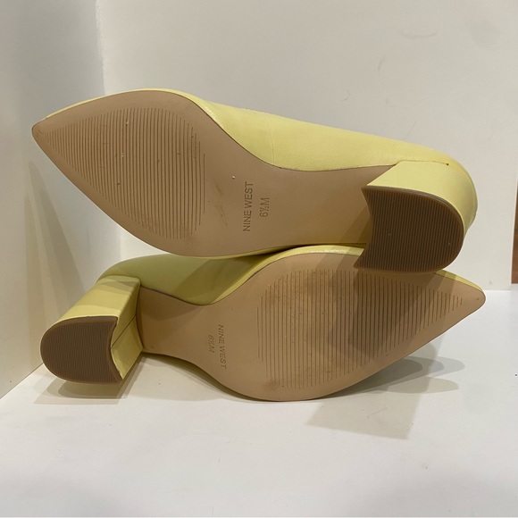 Yellow Block Heel Nine West Cara Pump Heels (Women’s 6.5) - Picture 7 of 12